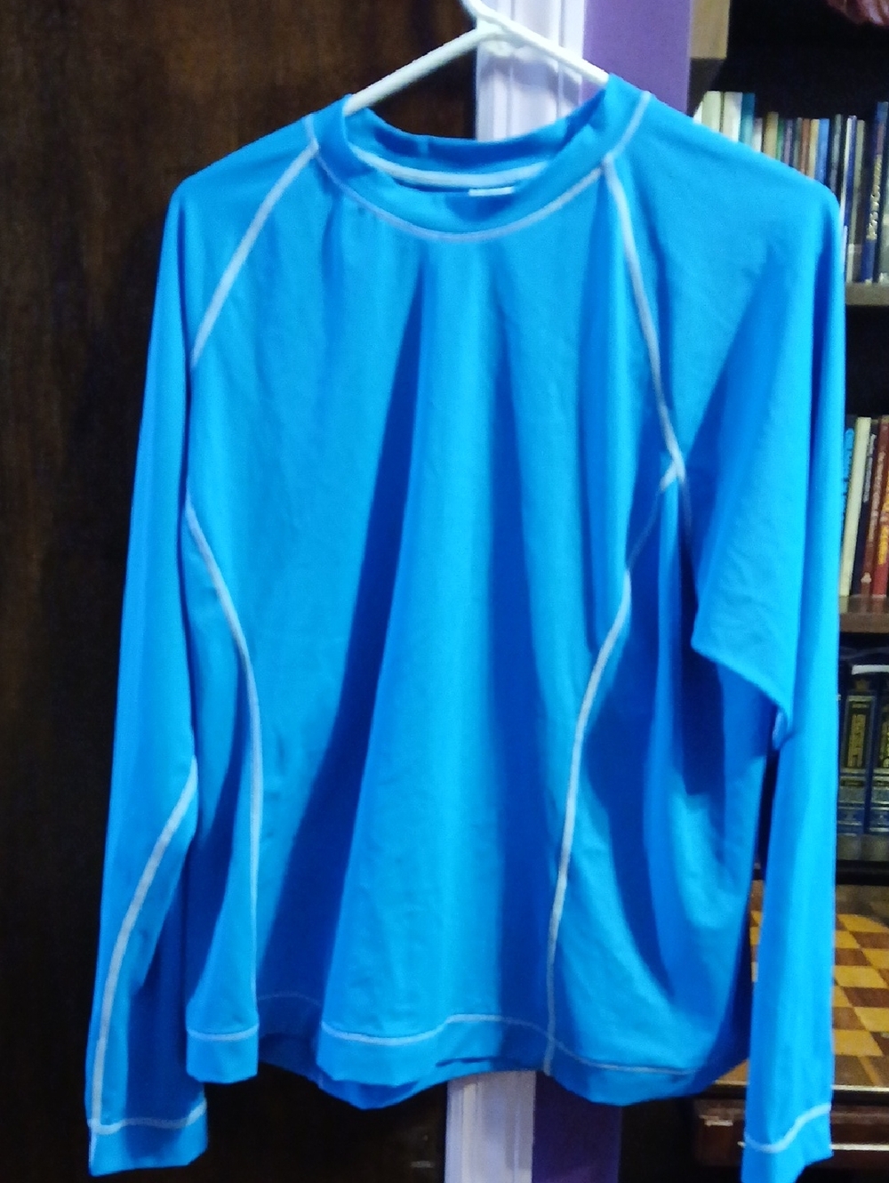 Lands' End Bright Blue Long-Sleeve Men's Rash Guard